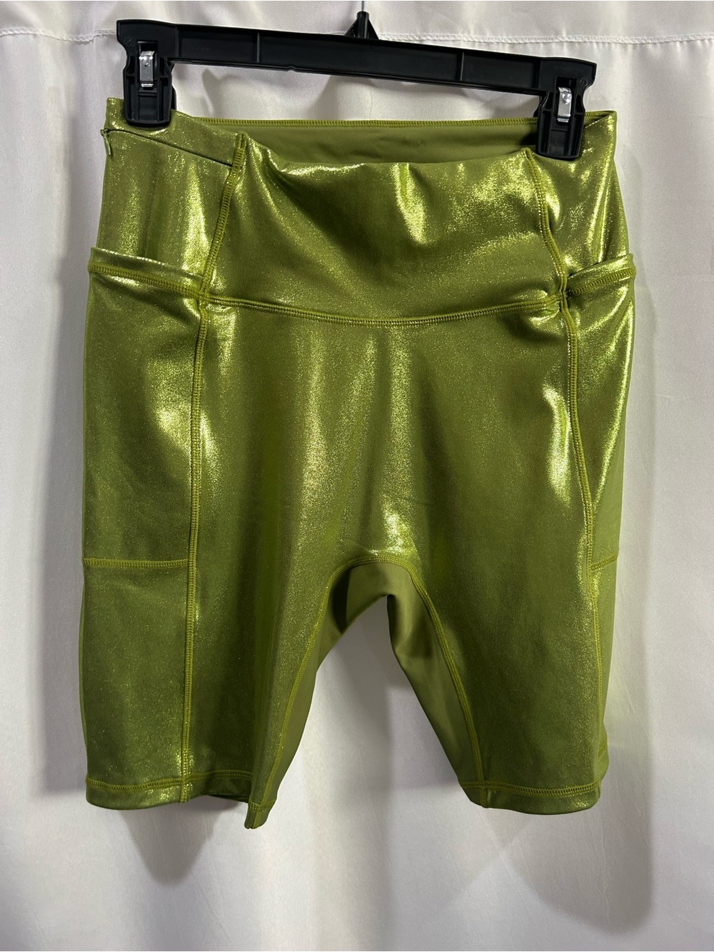 LN Crowned Athletics Metallic Olive Green Bike Shorts